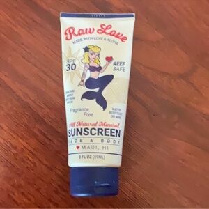 Raw Love Suncare Skin SPF 30 Protection 3 ounce Tube made in Maui Hawaii.